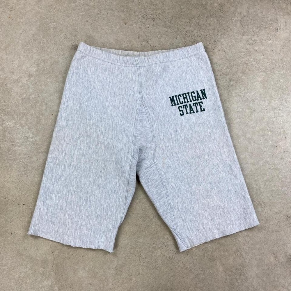 Vintage 80s Champion Reverse Weave Michigan State Shorts Size Medium Gray NCAA‎